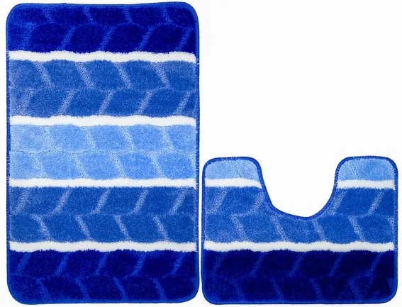 Sada kúpeľňových koberčekov FANO pruhy, modrá