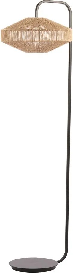 Stojacia lampa s textilným tienidlom v matnej čierno-prírodnej farbe (výška 164 cm) Lyra – Light &amp; Living