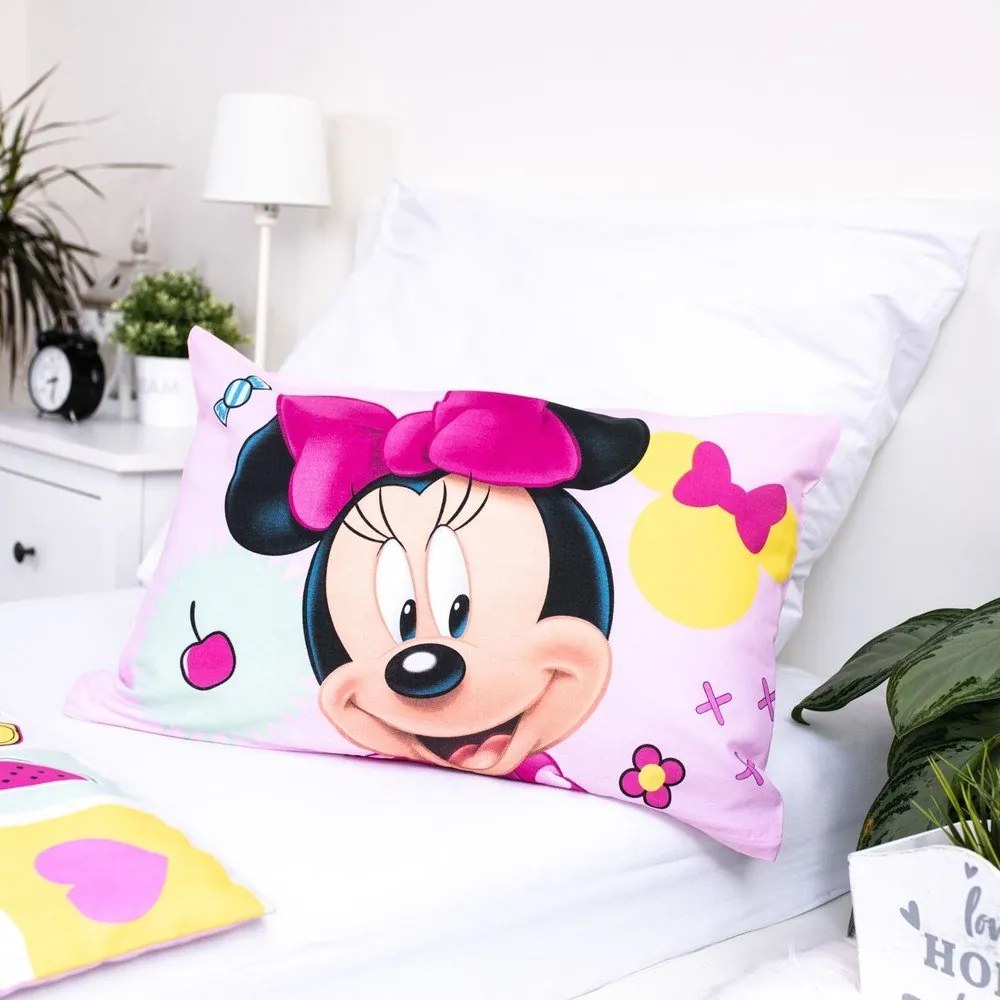 Ružové bavlnené detské obliečky do postieľky 100x135 cm Minnie "Sweet" – Jerry Fabrics