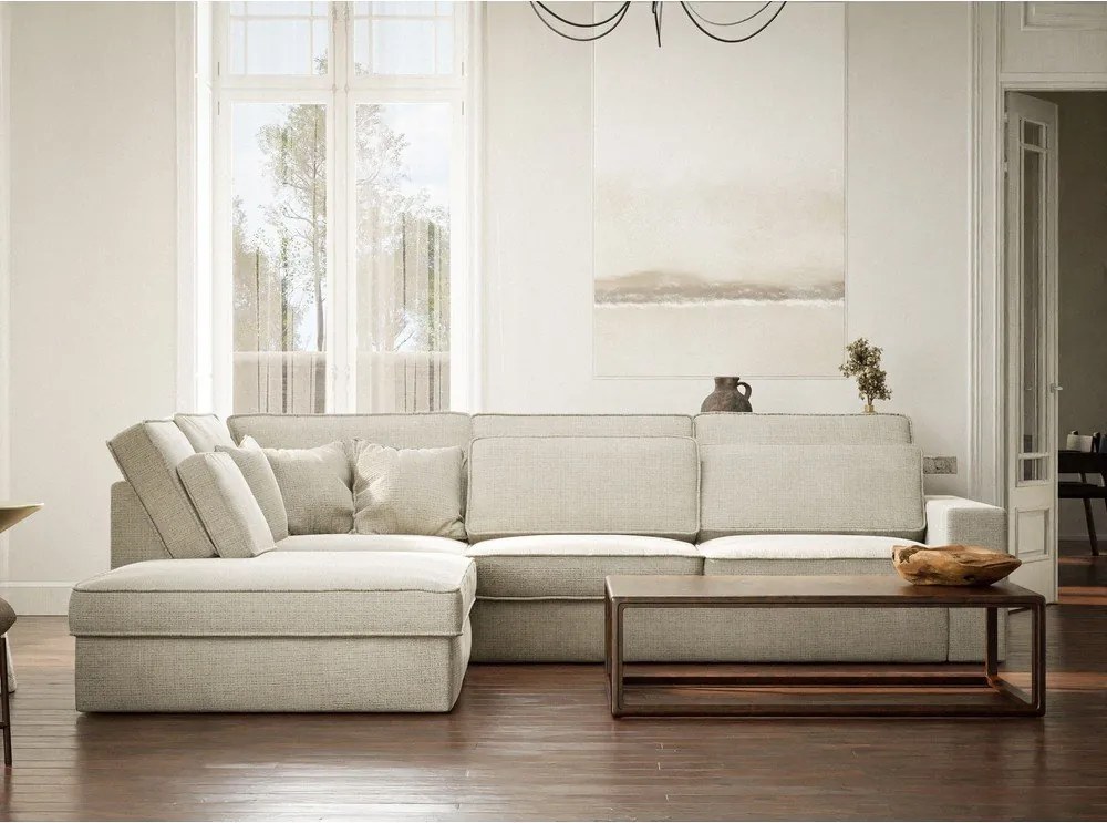 Sivobéžová ženilková rohová pohovka (ľavý roh/do L) Kirou – Maison de Rêve