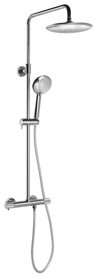 Mosadzná sprchová súprava v lesklo striebornej farbe s termostatickou batériou s hlavovou sprchou a ručnou sprchou 131 cm Solaris – Sapho