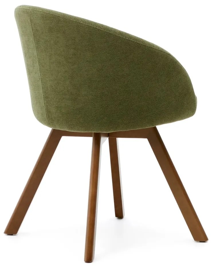 Zelené čalúnené jedálenské kreslo s podrúčkami Marvin – Kave Home