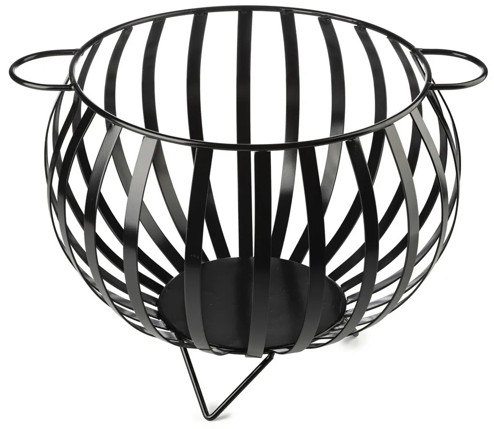 Kovový kôš na drevo Globe2, 54x42 cm, čierna
