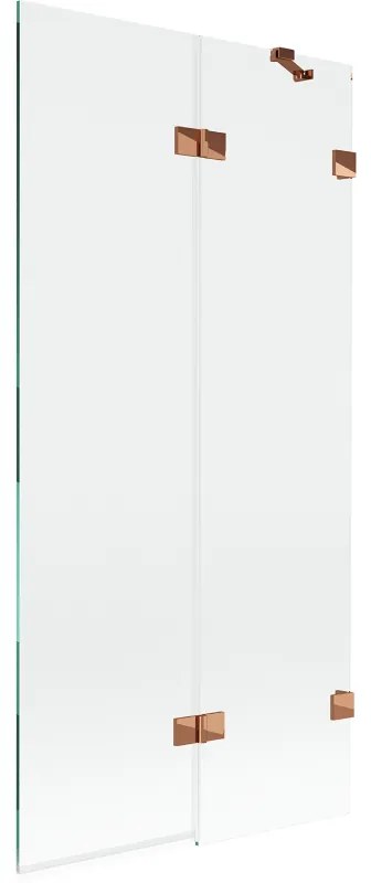 Mexen Lunar, 2-krídlová vaňová zástena pravá 90 x 150 cm, číre sklo, ružové zlato, 897-090-100-60-00-P