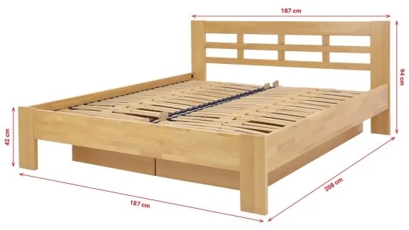 Dvojlůžková postel z masivu s úložným prostorem ANGELA 180x200 cm buk