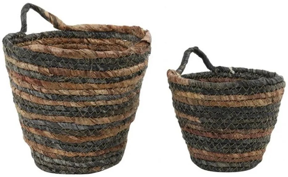 2 ks pletených hnedých košíkov s ušami Lionny - Ø18*17/ Ø13*13cm