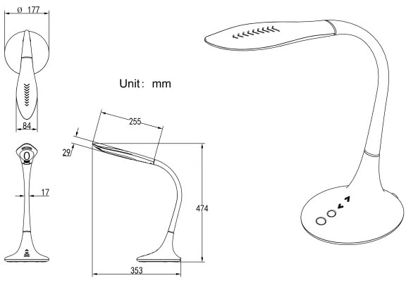 Globo 58271B - LED stmievateľná dotyková stolná lampa PATTAYA LED/9W/230V čierna