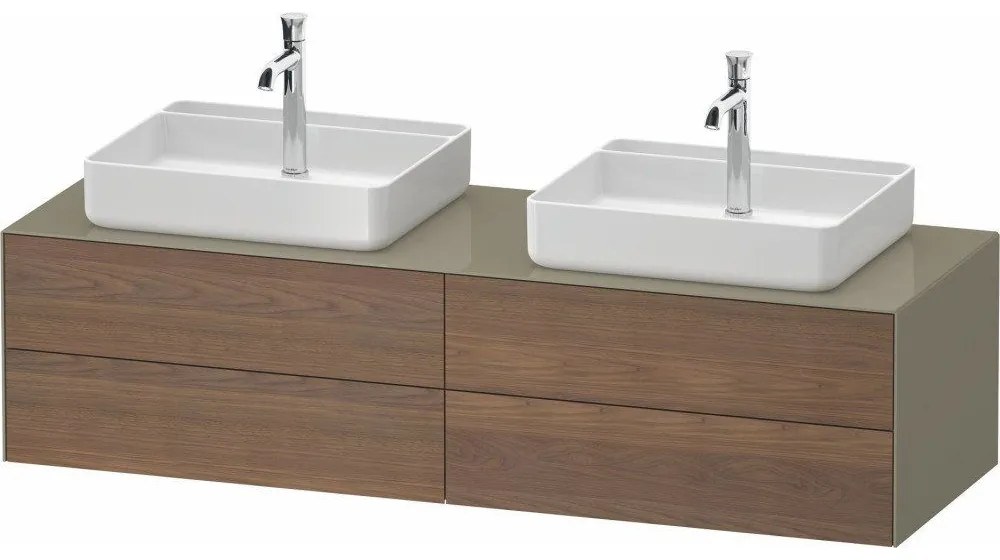 DURAVIT White Tulip závesná skrinka pod dve umývadlá na dosku, 4 zásuvky, 1600 x 550 x 408 mm, americký orech masív/kameňovo šedá vysoký lesk, WT4868B77H20000