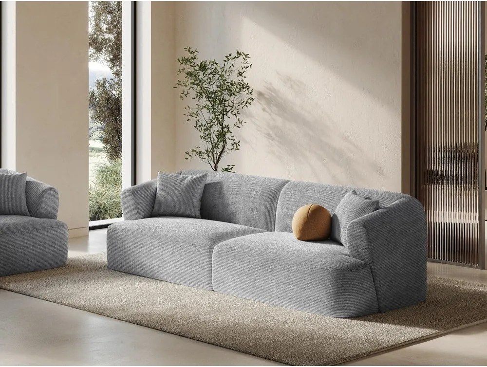 Svetlosivá menčestrová pohovka 255 cm Campi – Cosmopolitan Design