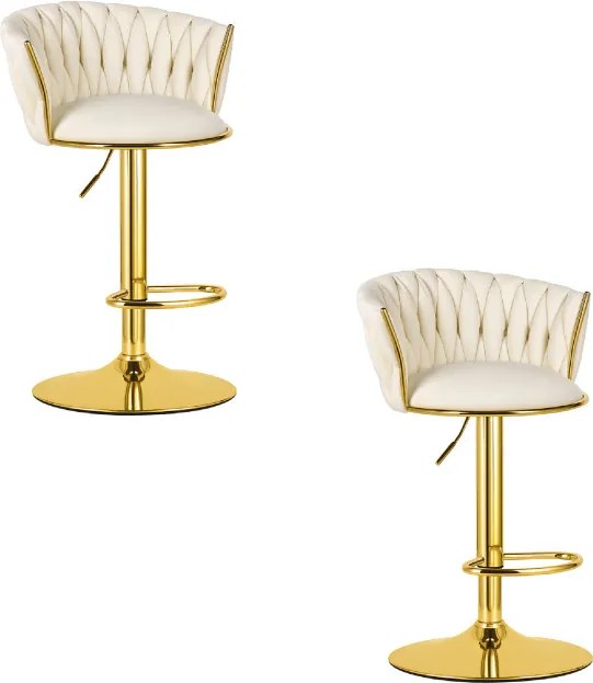 Sada dvoch barových stoličiek MIG zamatová, zlatá / béžová ( 2 ks)