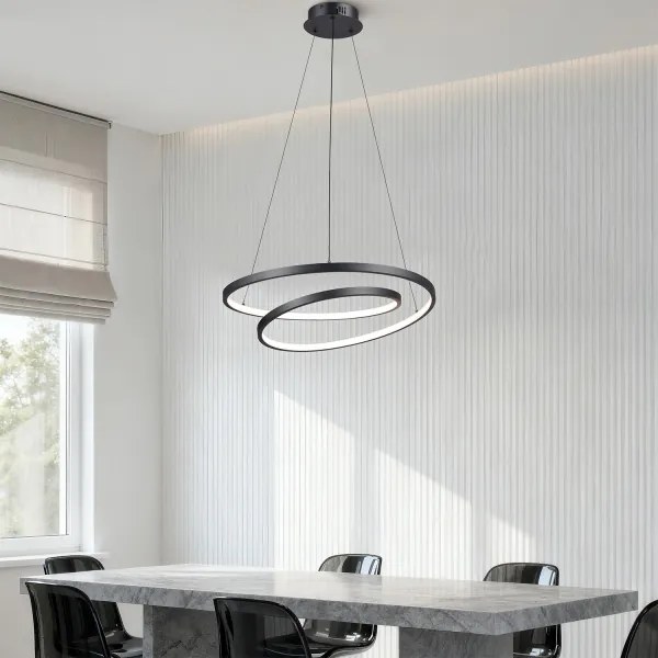 Brilagi-LED Stmievateľný závesný luster na lanku TWISTER LED/48W/230V pr. 50 cm čierna +DO