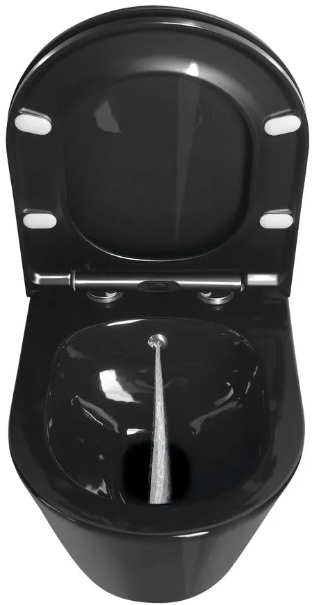 Sapho, AVVA závesná WC misa s bidet. spŕškou, Rimless, 35,5x53 cm, čierna lesklá, 100312-108