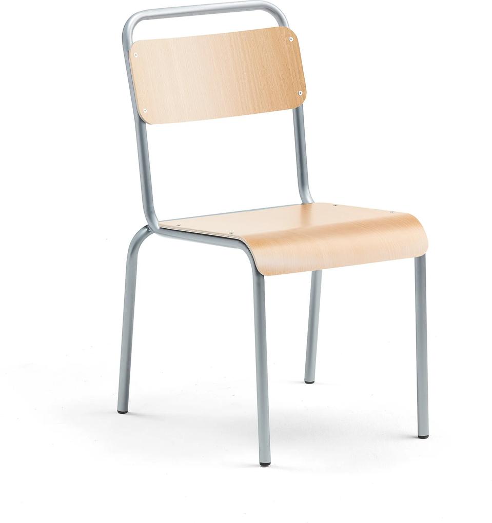 Jedálenská stolička Frisco, hliníkový rám, bukový laminát