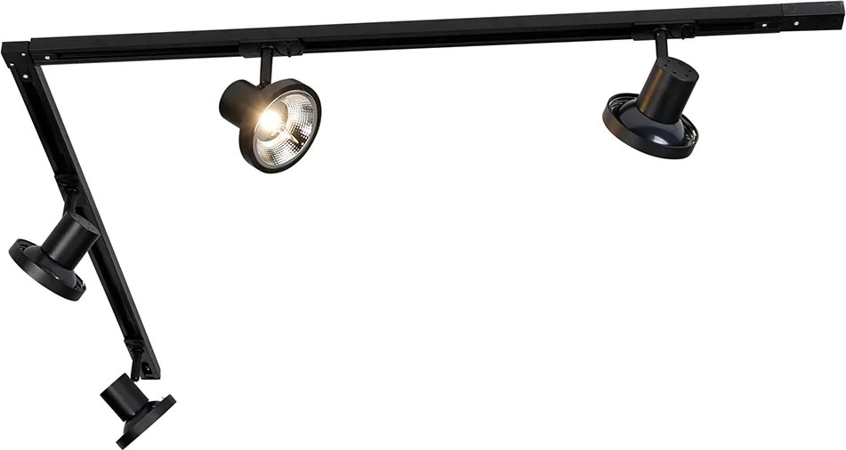 Moderný koľajnicový systém s 4 čiernymi bodovými svetlami 1-fázový 200 cm - Iconic Jeany