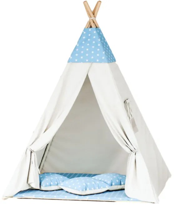 Detský stan Tipi hviezdy modrý/béžový