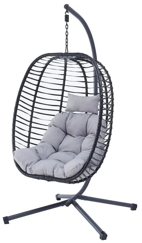 Autronic, Záhradné závesné kreslo, kov, polyratan, sivé, AZ-V1289 GREY