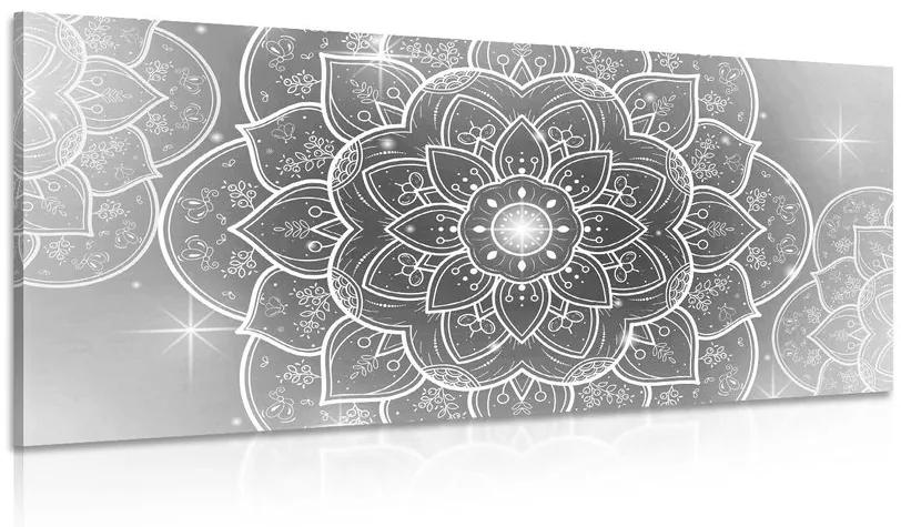 Obraz orientálna Mandala v čiernobielom prevedení