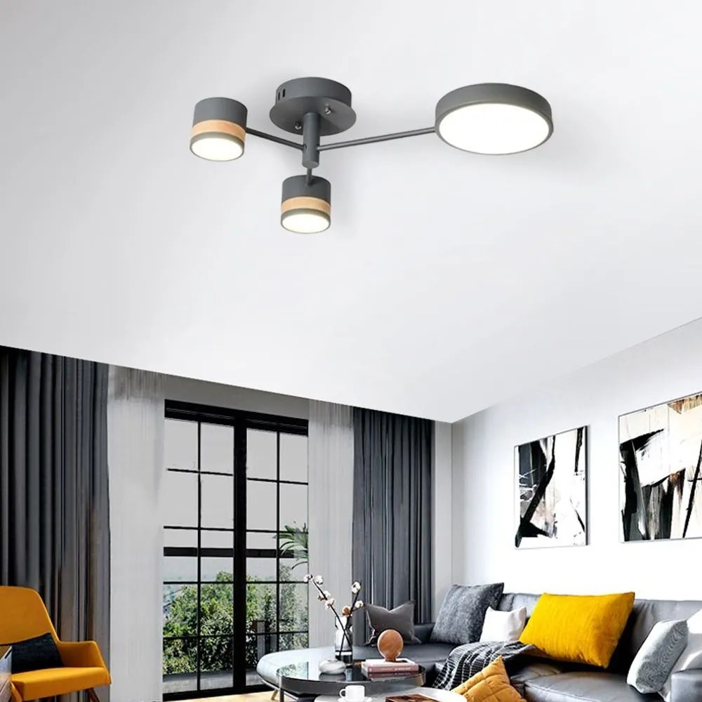 Toolight - LED stropná lampa 3-ramenná APP210-3CPR + diaľkové ovládanie, šedá-hnedá, OSW-08472