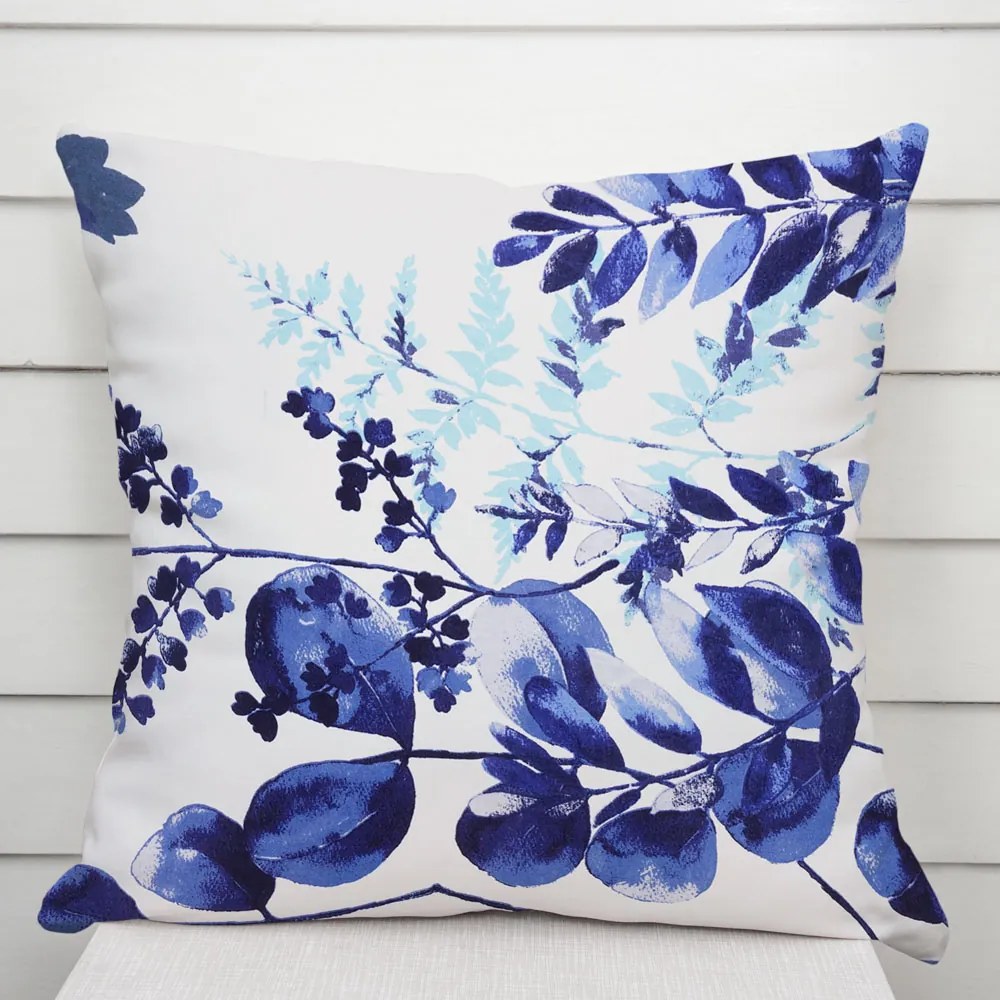 Biante Bavlnená obliečka na vankúš Sandra SA-605 Modrý eukalyptus na bielom 40 x 60 cm