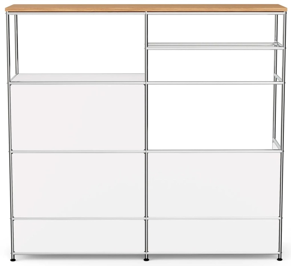 Kovová komoda »CN3« s drevenou doskou, 1 tyčou na oblečenie, 1 priehradkou a 3 zásuvkami, biela