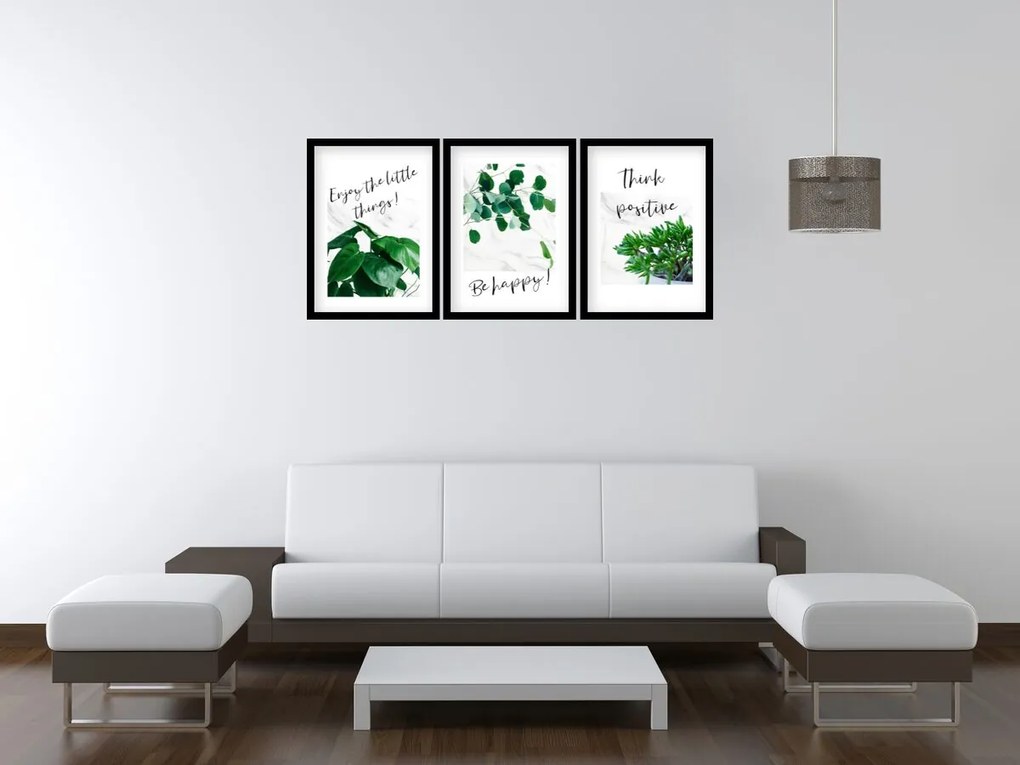 Gario Sada plagátov Be happy - 3 dielna Farba rámu: Bez rámu, Rozmery: 135 x 63 cm