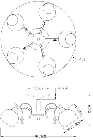Globo 54711-5 - Stropné svietidlo PERDITA 5xE14/40W/230V