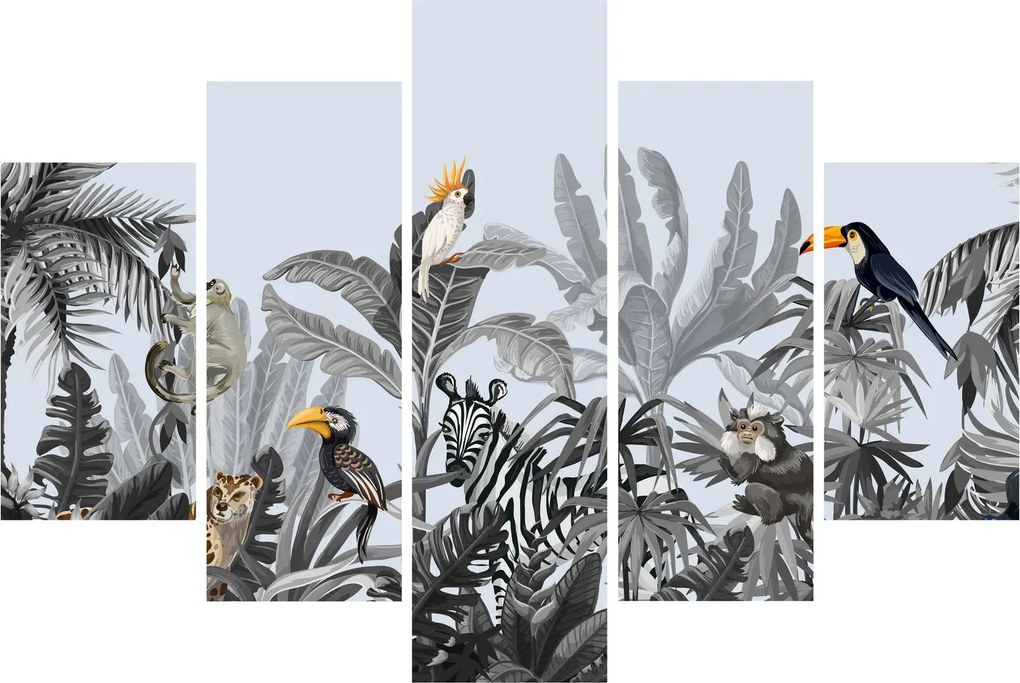 Obraz - Ilustrovaná džungľa (150x105 cm)