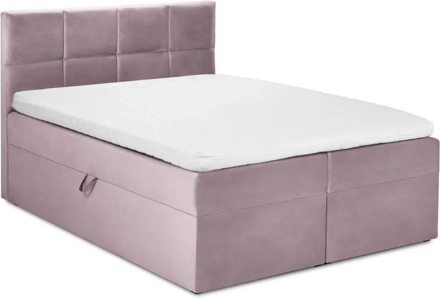 Ružová zamatová dvojlôžková posteľ Mazzini Beds Mimicry, 180 x 200 cm