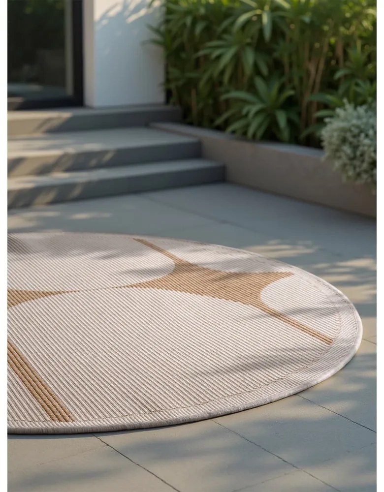 Okrúhly vnútorný a vonkajší koberec v béžovej a slonovinovej farbe ø 160 cm Duet Bowen – NORTHRUGS