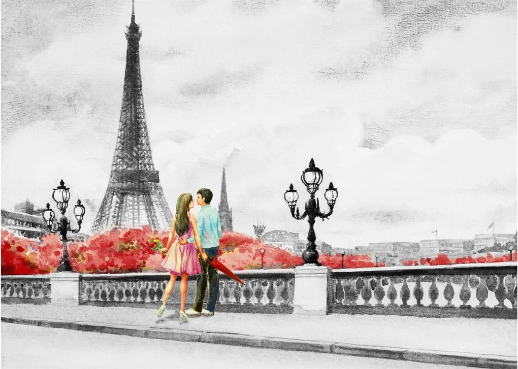 Obraz - Milenci v Paríži (70x50 cm)