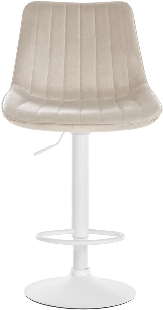 Design-Shop 2x Barová stolička Toni - zamat, biely rám Krémová