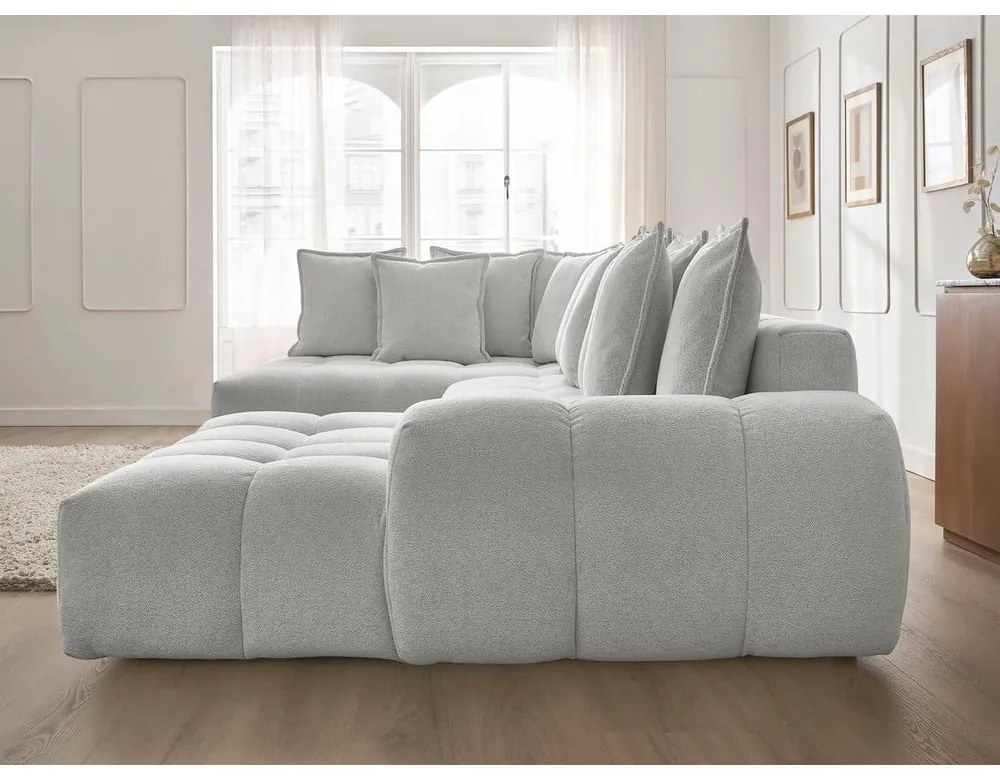 Svetlosivá ženilková rozkladacia/s úložným priestorom rohová pohovka (ľavý roh/do tvaru "U") Everest – Bobochic Paris