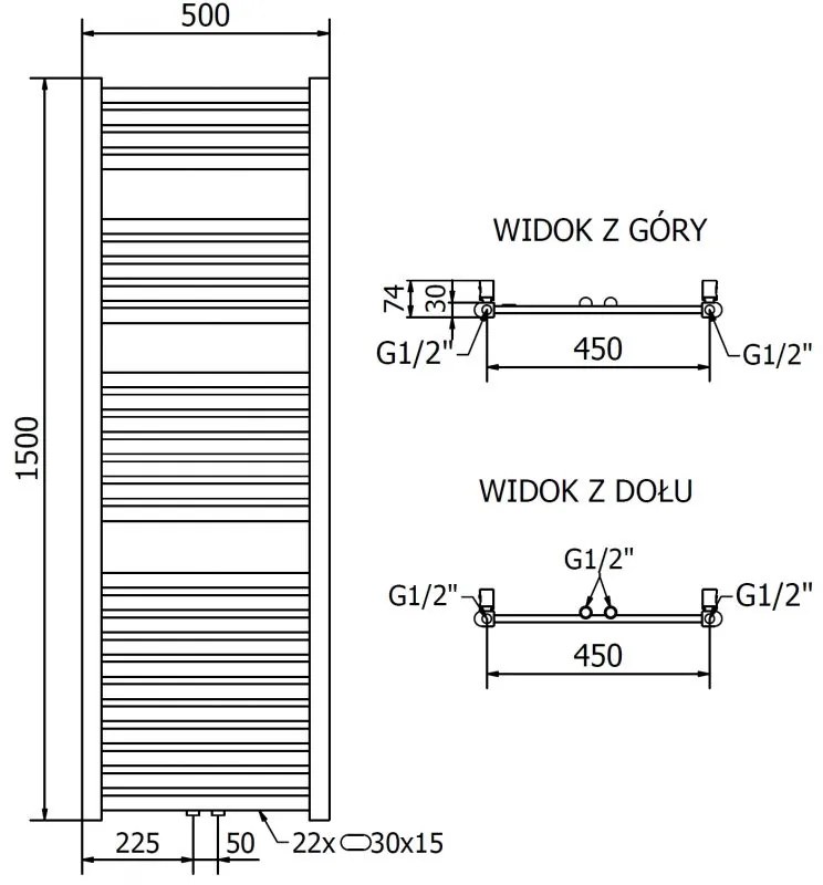 Mexen Hades, elektrické vykurovacie teleso 1500 x 500 mm, 600 W, zlatá lesklá, W104-1500-500-2600-50