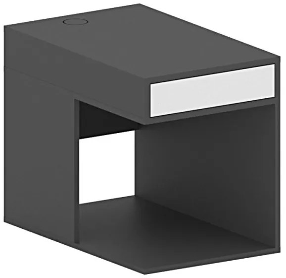 Kancelársky kontajner na PC pre stoly FUTURE s paravánom, 1 zásuvka, biela/grafitová