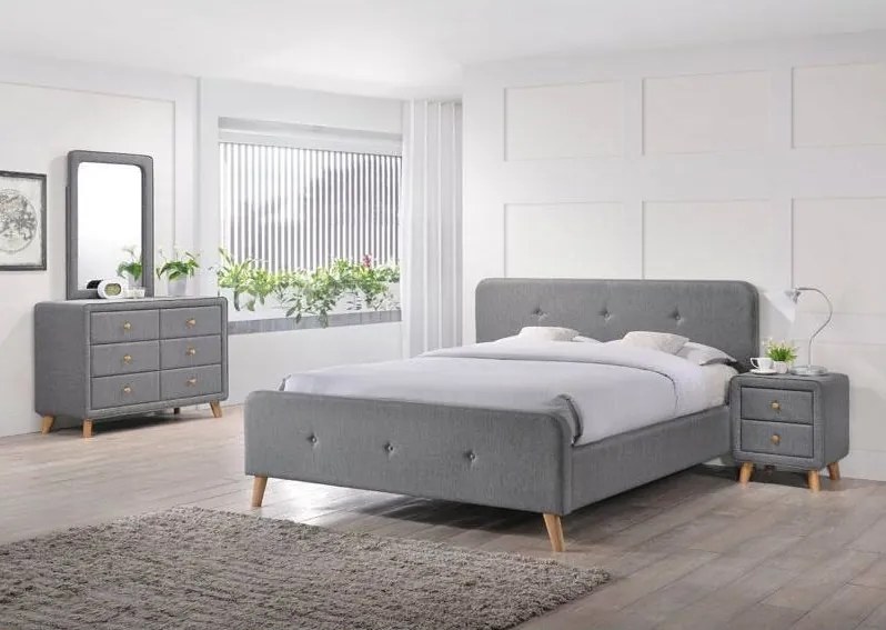 Sivá dvojlôžková posteľ MALMO 180 x 200 cm Matrac: Bez matrace