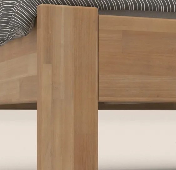 Rohová posteľ so zástenou vpravo Tema P 180x200 cm, prírodný buk