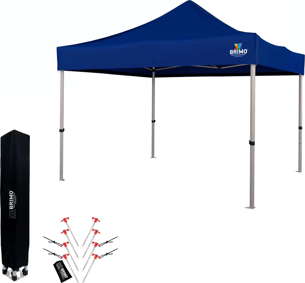 BRIMO Záhradný Altánok Skladací 3x3 m | Prémiová UV/PVC Ochrana | Pevná Konštrukcia BRIMO | Rýchle Skladanie Bez Náradia - bez stien - Modrá 35