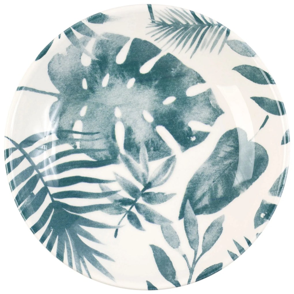 CÔTÉ TABLE Hlboký keramický tanier Blue Leaf Printing