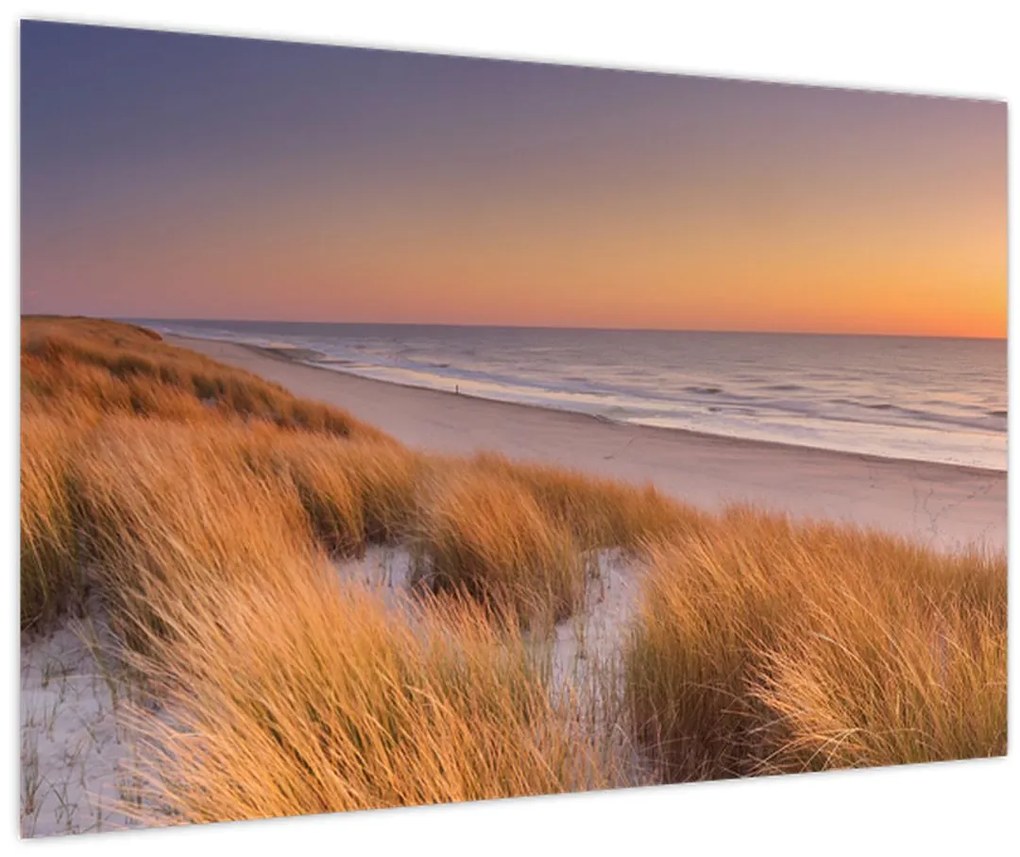 Obraz - Pláž pri západe slnka (90x60 cm)