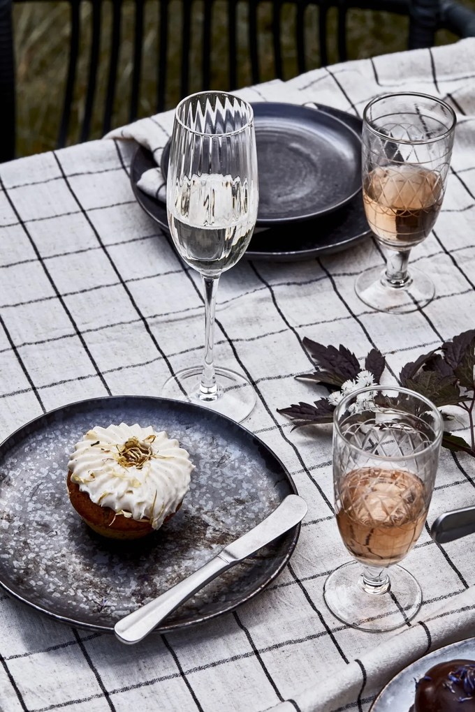 House Doctor Bavlnený obrus Join Black/Off-white 150 × 150 cm