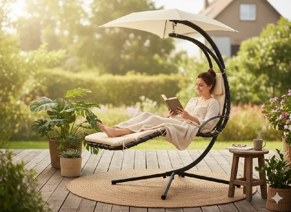 Garden Line BEŽOVÉ ZÁHRADNÉ HÚPAVÉ KRESLO