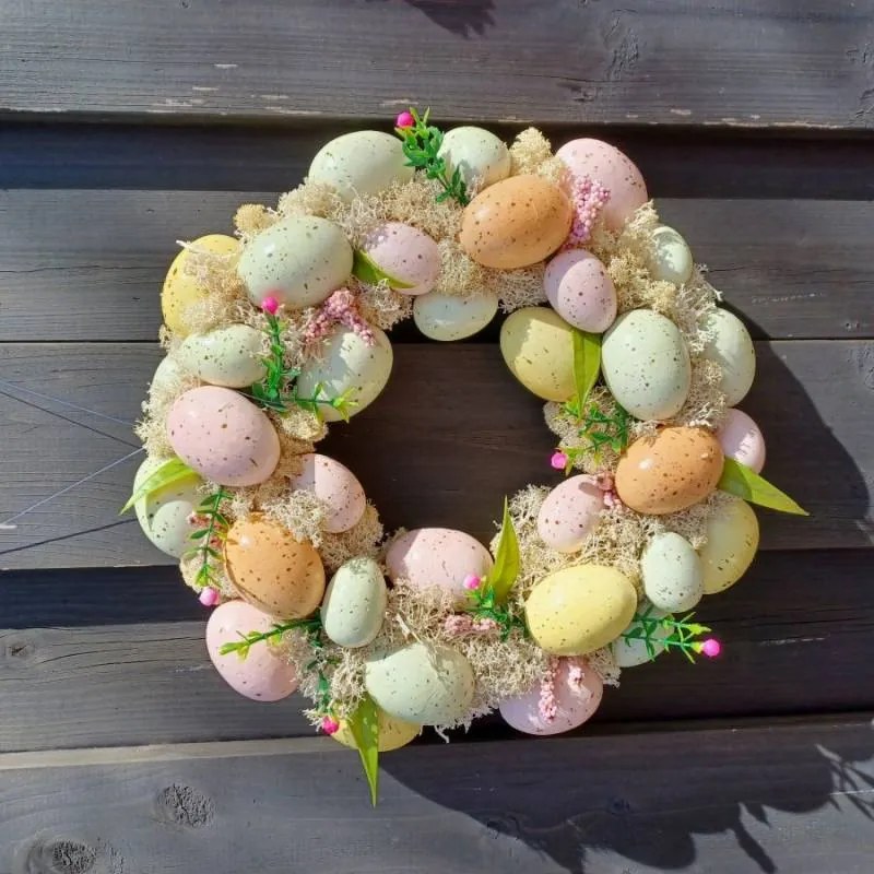 DECOLED Veľkonočný veniec, 30 x 8 cm, plný vajíčok