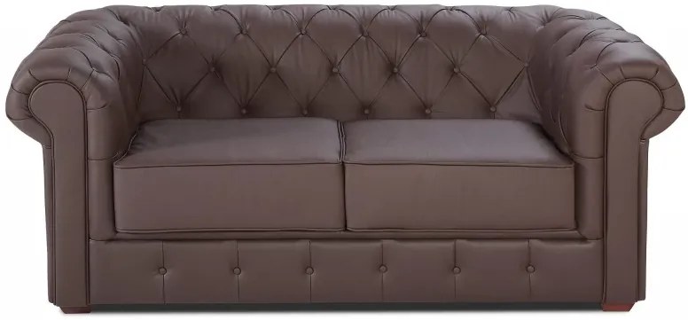 Kožená sedacia súprava Chesterfield 3 + 2 + 1, tm. hnedá