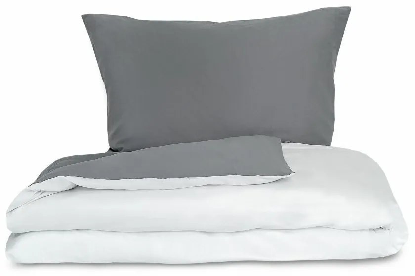 Kvalitex Saténové obliečky Luxury Collection biela/tmavosivá, 140 x 200 cm, 70 x 90 cm