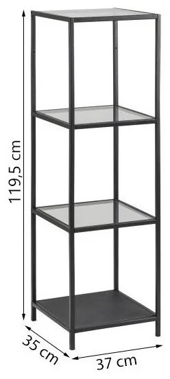 Regál Seaford 37 x119,5 cm čierny