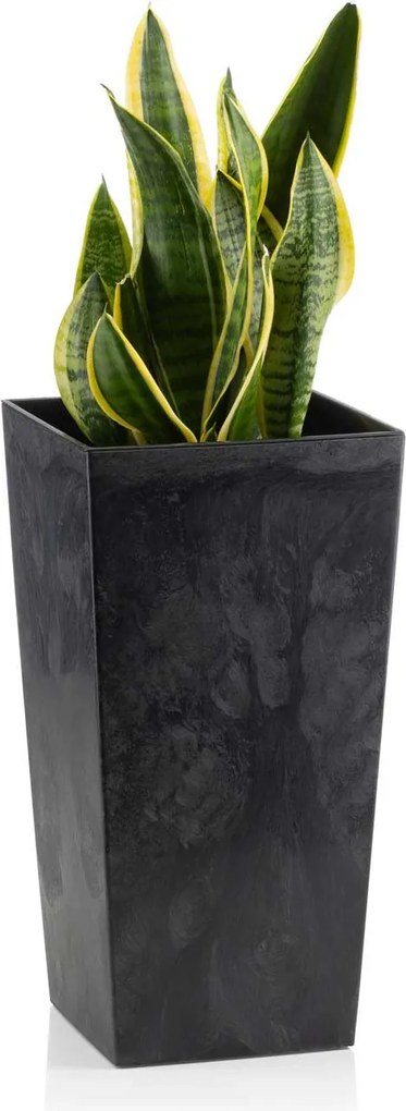 PLASTOVÝ KVETINÁČ PORTO SADA 3KS 67,7X35 CM+46,5X25 CM+57X30 CM IMITÁCIA BETÓNU ČIERNA