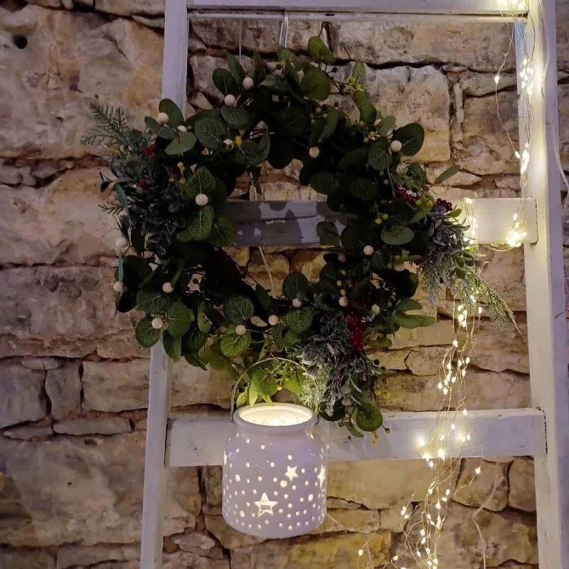 DECOLED Vánoční svícen, 14 x 14 x 11,5 cm, bílý