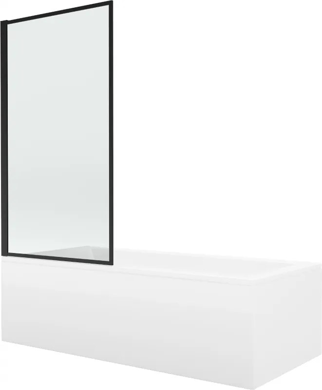 Mexen Cubik obdĺžniková vaňa 150 x 70 cm s obkladom a 1-krídlovou sprchovou zástenou 70 cm, čierny vzor - 550315070X9307007070