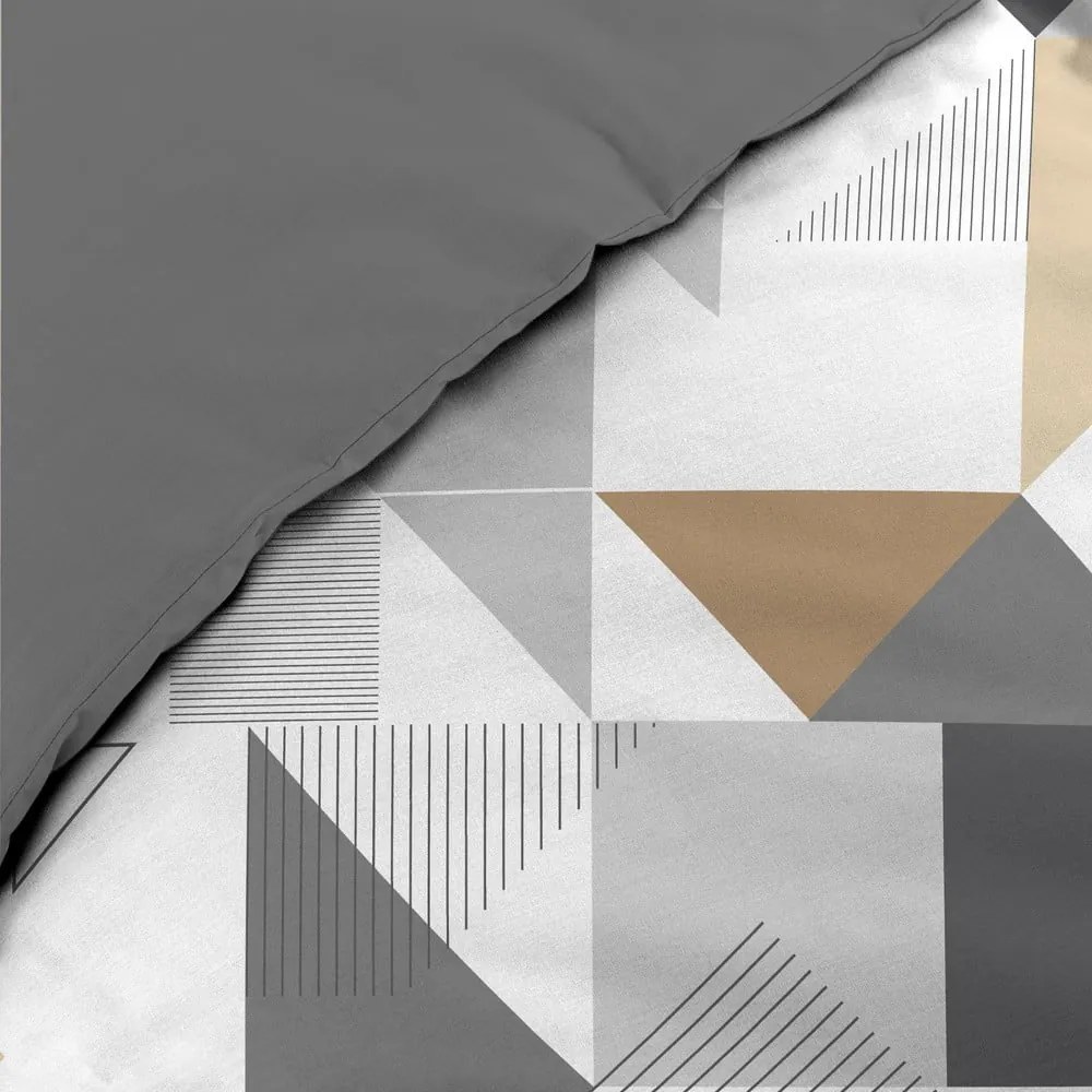 Bielo-sivé predĺžené obliečky na dvojlôžko z mikrovlákna 240x220 cm Trigone – douceur d'intérieur