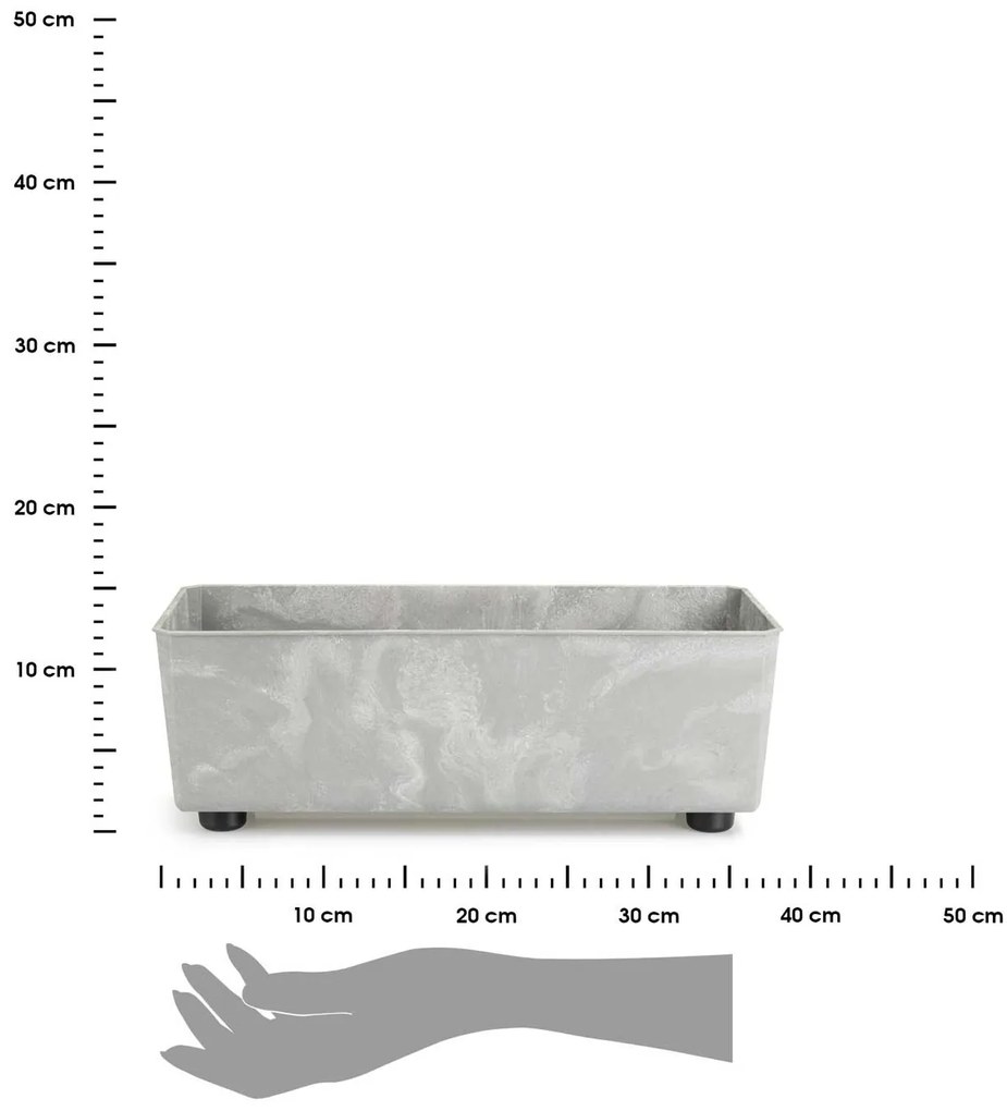 PLASTOVÝ KVETINÁČ SALVIA 37,5X17 CM IMITÁCIA BETÓNU SIVÁ